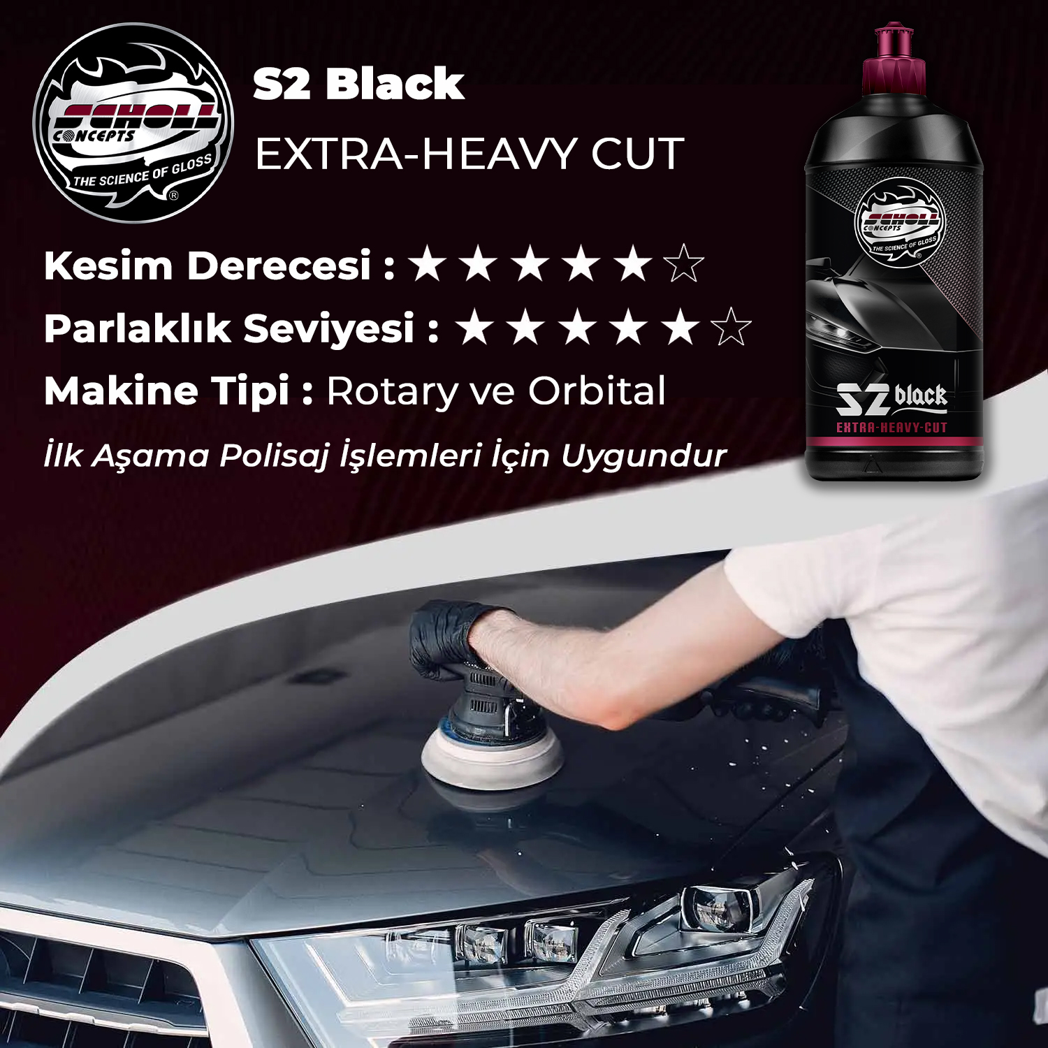 Scholl Concepts S2 Black Extra Heavy Cut - Ağır Aşındırıcı Pasta 500GR - Görsel 3