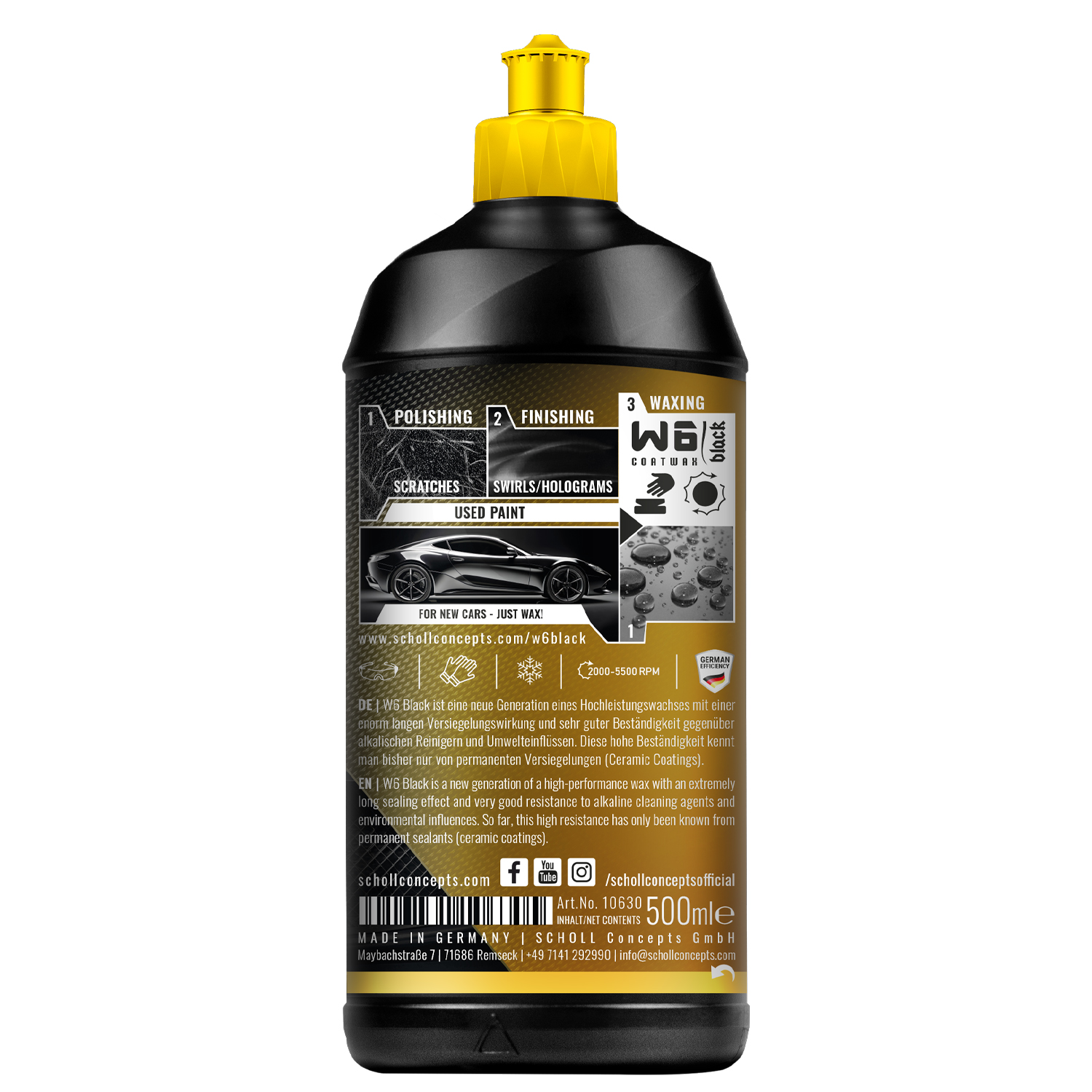 Scholl Concepts W6 BLACK CoatWax 500ml - Üstün Boya Koruma - Görsel 2