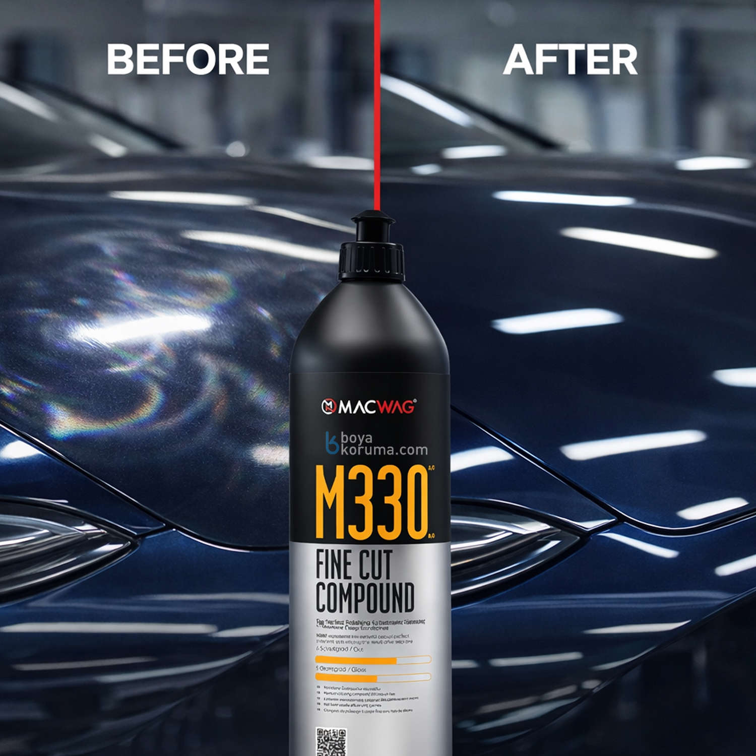 MacWag M.330 Fine Cut Compound 1 Litre – Ara Kesim Pasta, Hare ve Hologram Giderici - Görsel 4