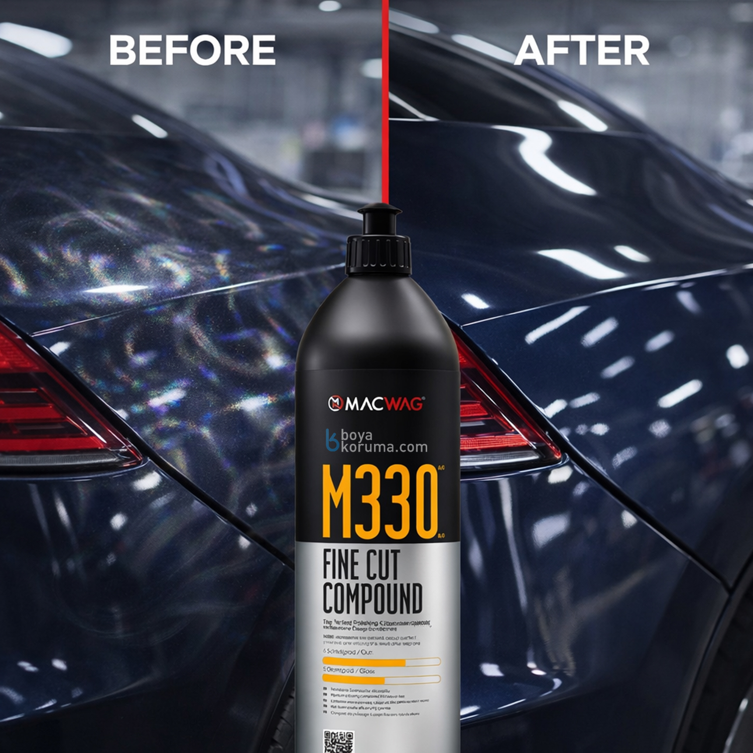 MacWag M.330 Fine Cut Compound 1 Litre – Ara Kesim Pasta, Hare ve Hologram Giderici